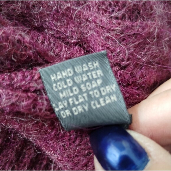 Alpaca Sweater Size S Plum Long Sleeve Hoodie Henley Old Money Classic Preppy - Picture 8 of 12